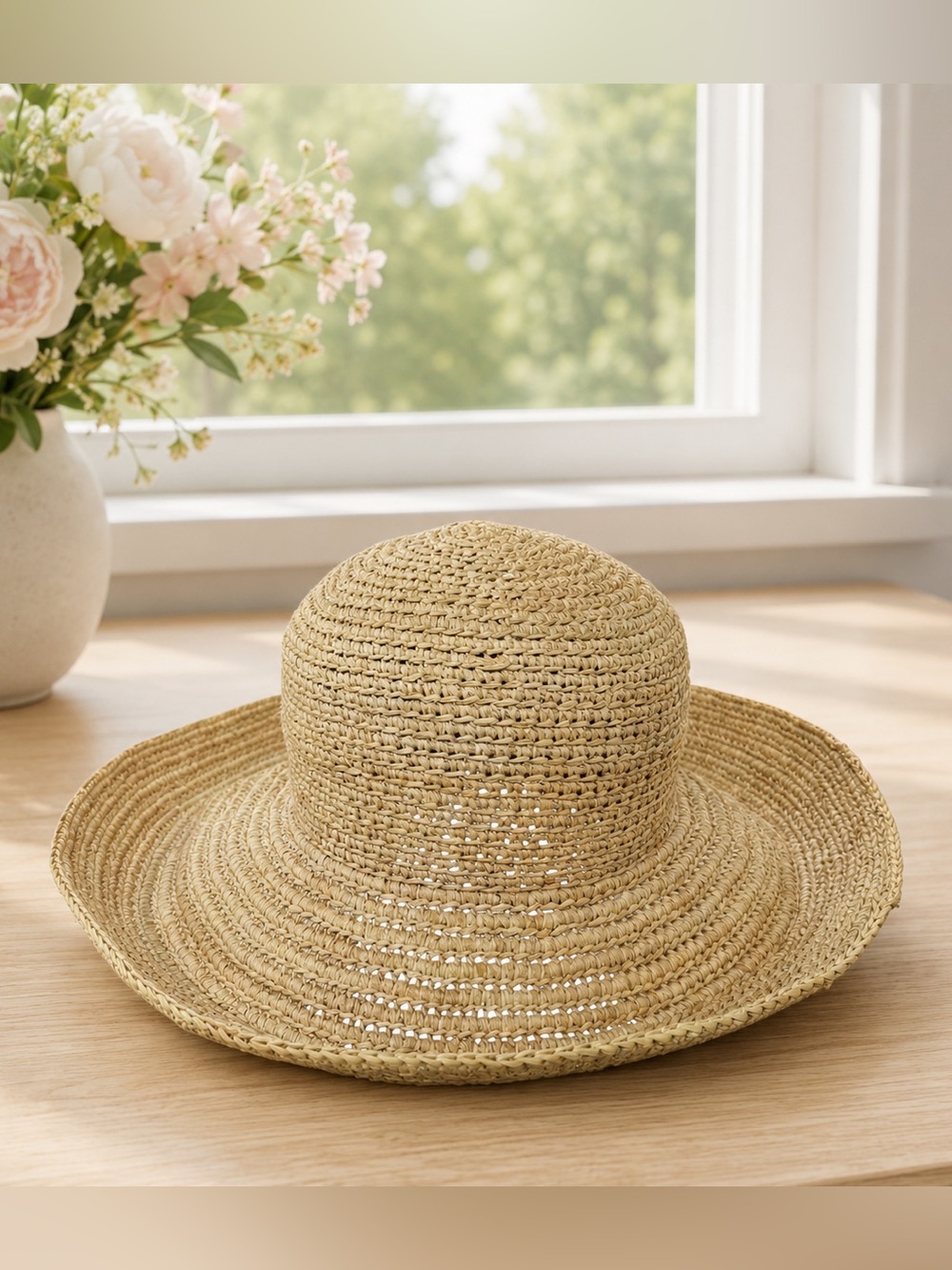 Helen Kaminski Australia 100% Raffia Wide Brim Woven Straw Sun Hat Madagascar OS